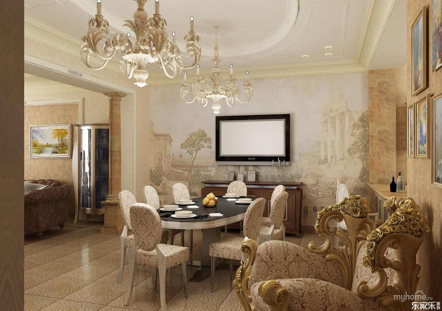 紡織品在古典氣概室內的位置