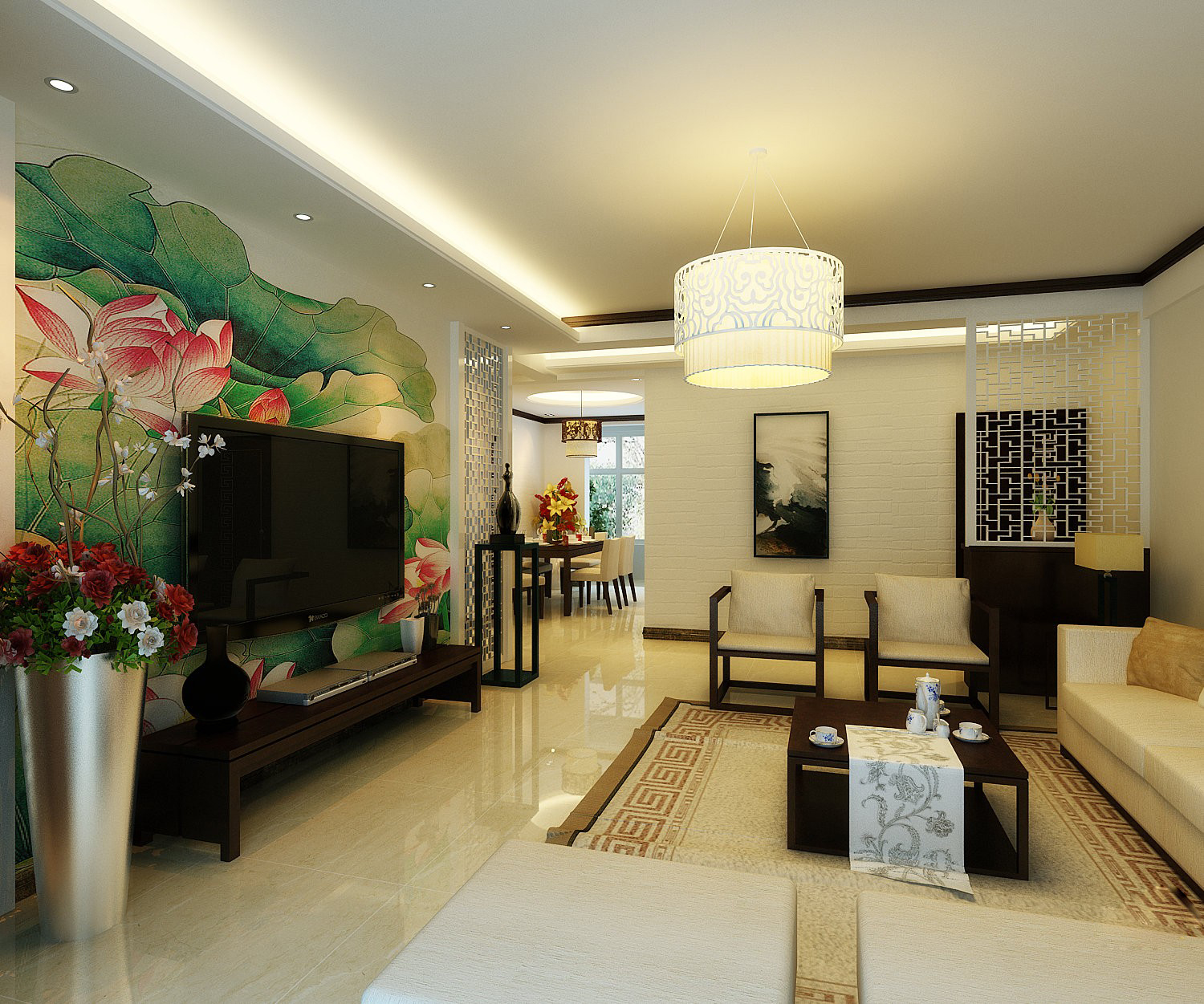 長沙110平米新中式氣概客堂裝修成果圖