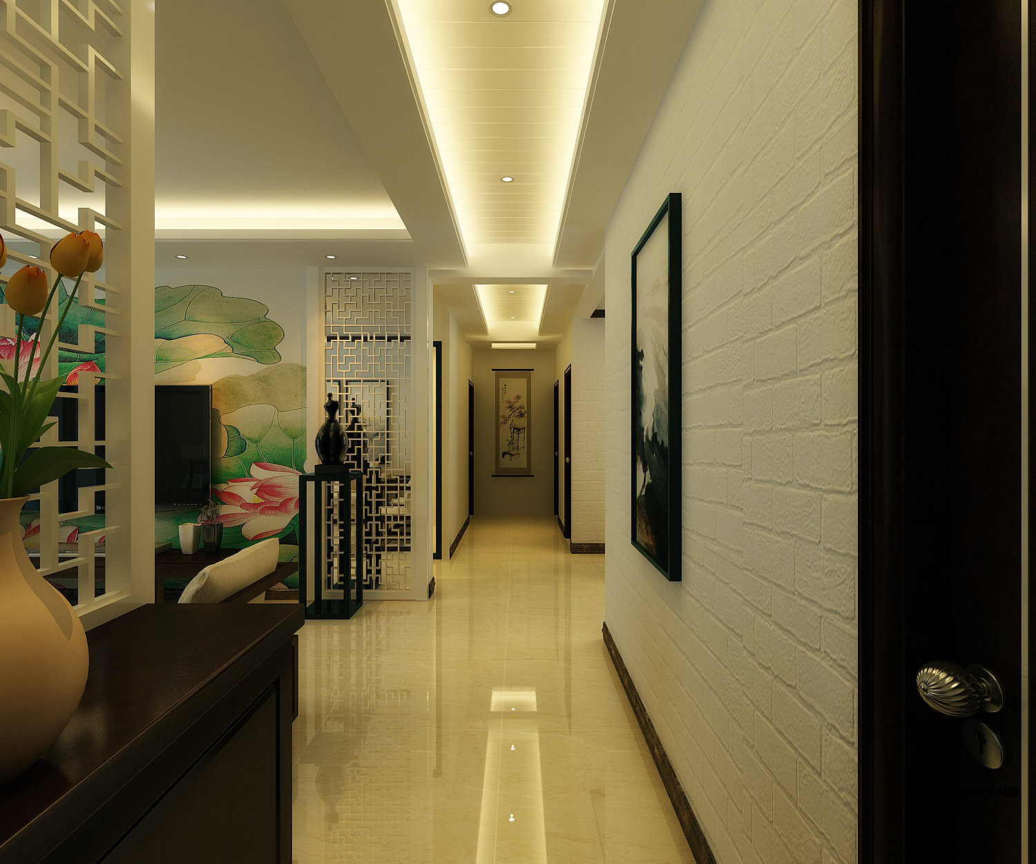 長沙110平米新中式氣概過道圖片