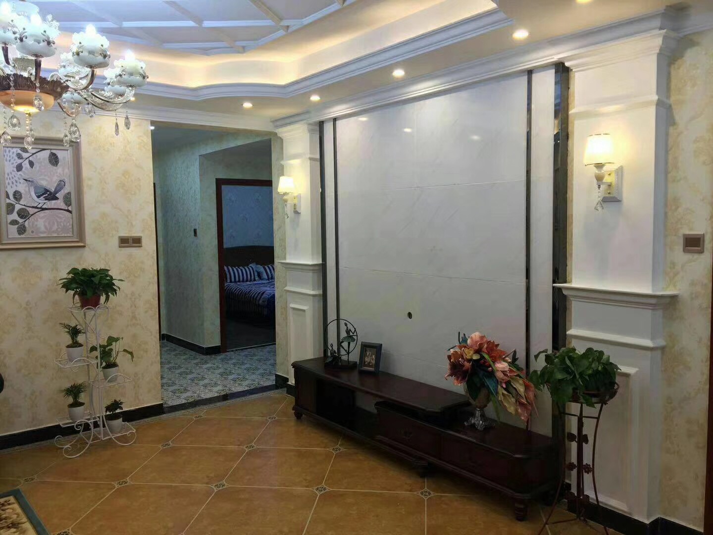 衡陽128平新中式客堂電視背景墻圖片